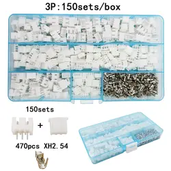 150 sets/box костюм 3 p pin 2,54 мм XH2.54 разъем + прямой штырь + клемма заголовок провод адаптер Разъемы