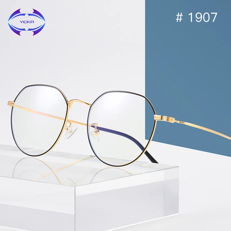 cheap VCKA Computer Goggles Women Eyeglasses Gaming Spectacles Anti Blue Light Glasses Retro Alloy Frame Men Protection Eyewear