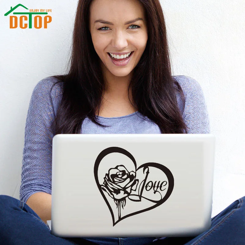 

DCTOP Love Heart Rose Decals Vinyl Art Wall Stickers Self Adhesive Waterproof DIY Computer Sticker Window Decoration