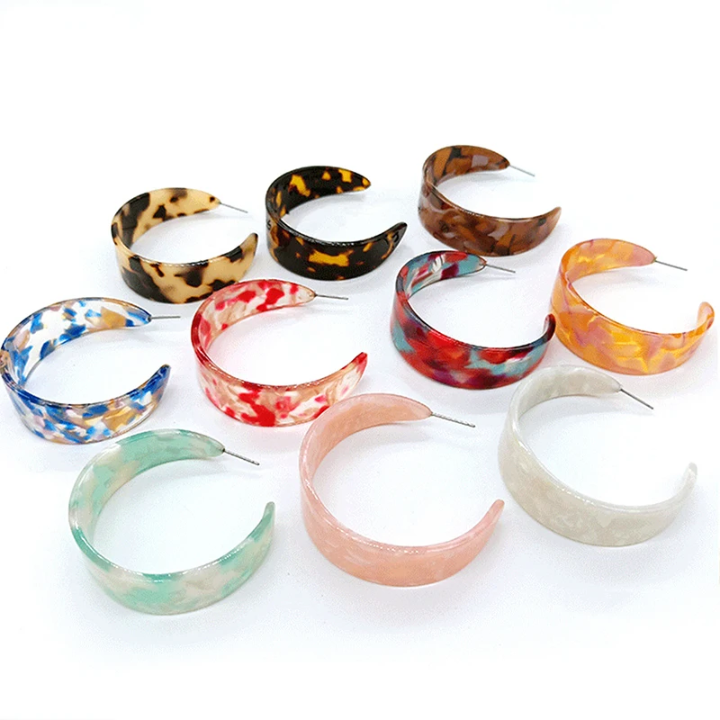 

Hot Sale Fashion 10 colors Leopard Acrylic Hoop Earrings Cute Grain Multi-Color Acetate Earrings Women Jewelry 2019 E19058