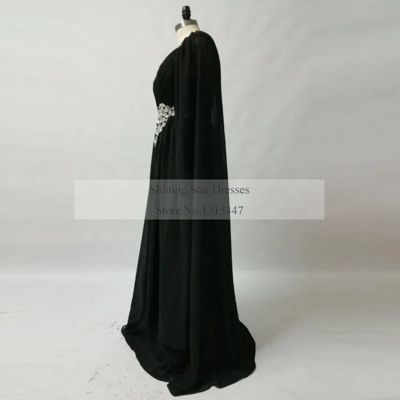 Дубай Кафтан Вечернее платье халаты De Soiree Longue черное шифоновое длинное платье для выпускного вечера мусульманская абайя в Дубае