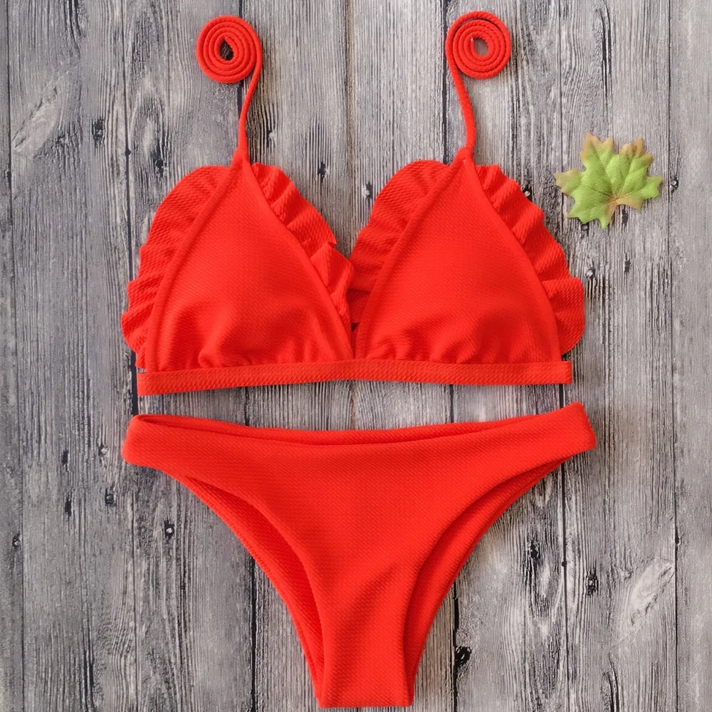 2018 Brazilian Bikini set Solid Swimwear female push up Bikinis Black