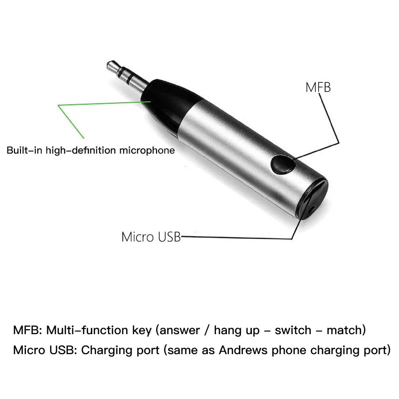 MENCOM Bluetooth 4,1 Беспроводной адаптер 3,5 мм вспомогательный аудиоресивер мини беспроводной Bluetooth автомобильный комплект