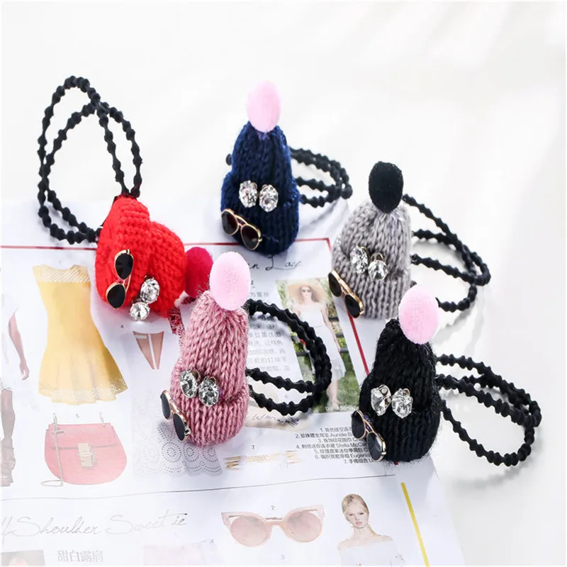 

Fashion Elastic Hair Bands Headbands Knitting Cat Soft Fabric Cartoon Girls hairband Female Diamond Hair Accessories