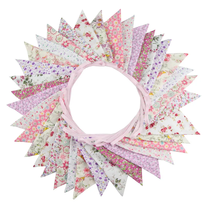 36 флагов 10 м красочные цветы хлопок ткань украшения праздничные гирлянда из флажков венок для свадьбы праздника открытый DIY домашний декор ремесла
