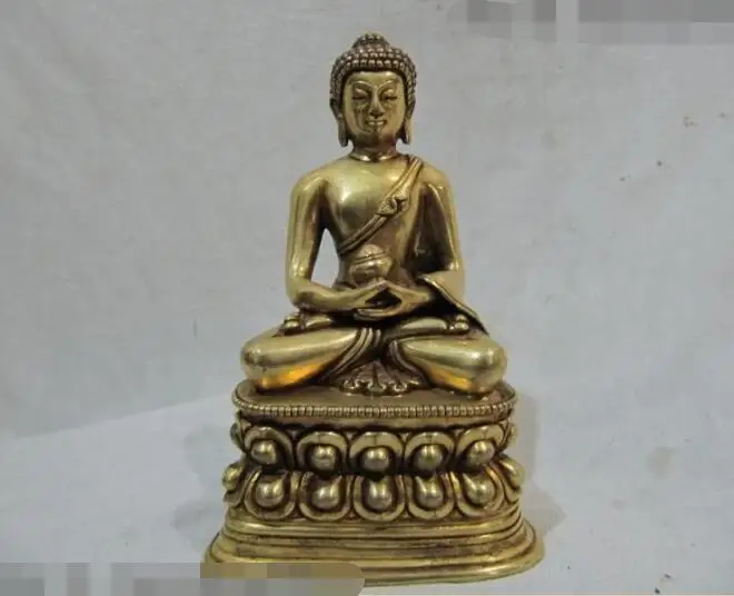 

S06796 Tibet temple 100% Pure Bronze 24K Gild Kwan-Yin Amitabha Sakyamuni Buddha Statue