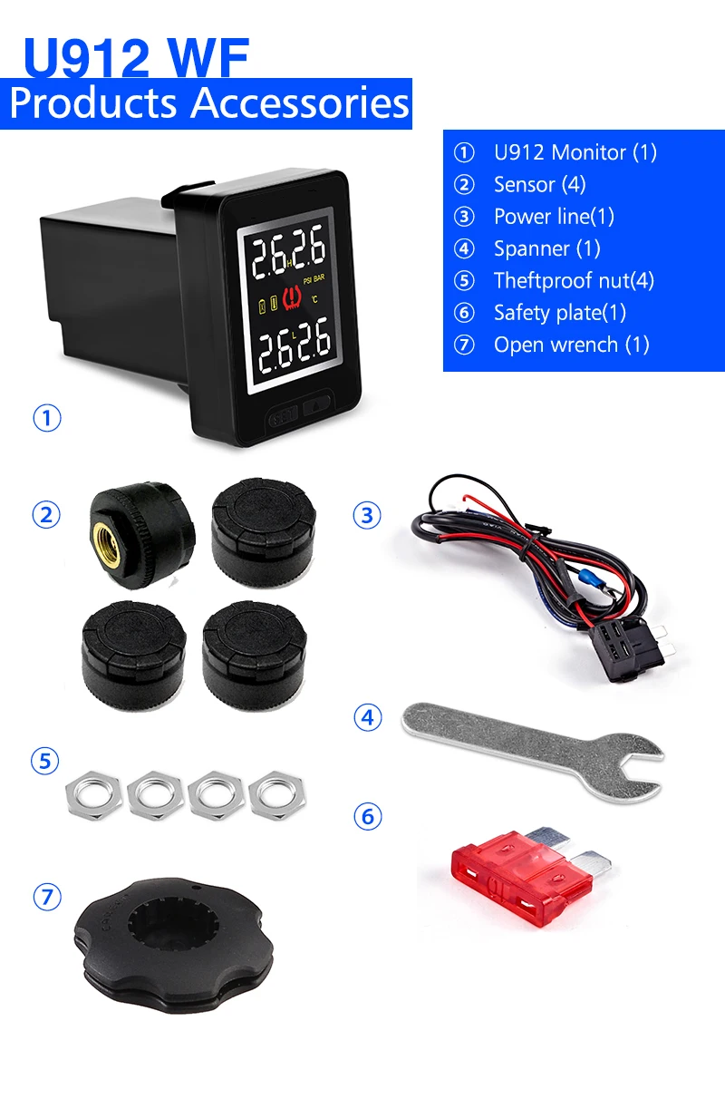 Ʈ ڵ TPMS Ÿ̾ з  ý, Ÿ ȥ ֻ ٿ, 4   溸 ý, LCD ÷