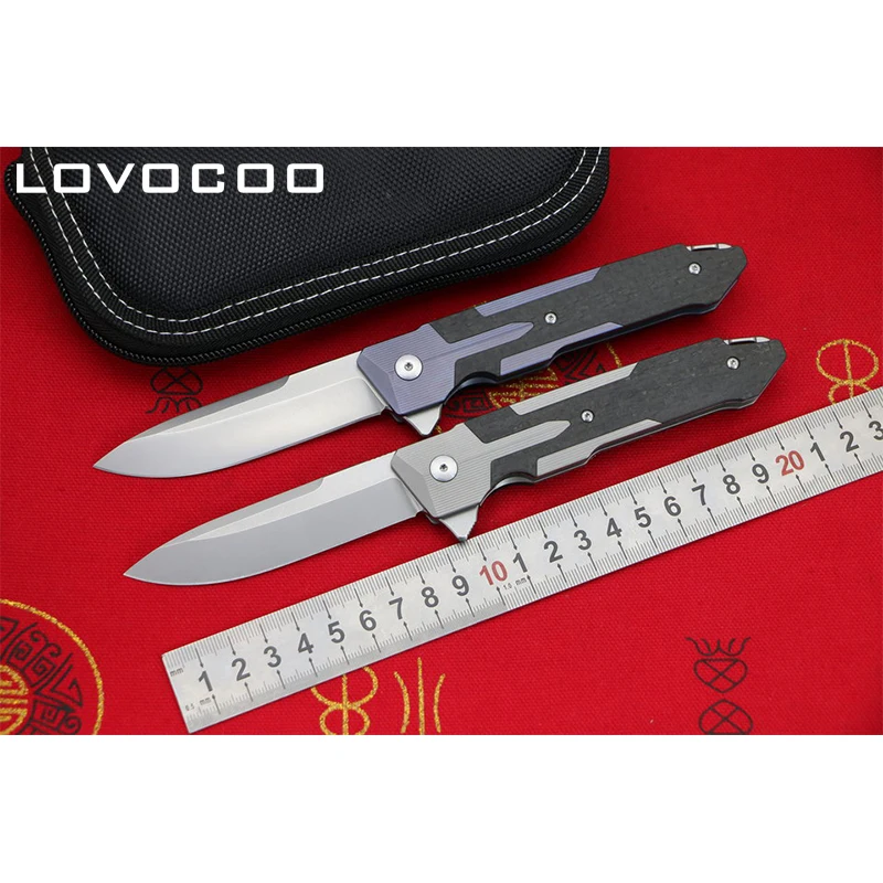 

LOCOVOO Kranos Camping knives Flipper folding knife S35VN blade Carbon fiber & Titanium handle Outdoor hunting EDC tools