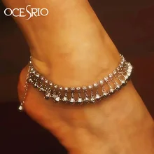 Фирменная Новинка роскошные серебряные браслеты для женские ботильоны ноги серебряные браслеты Crystal украшения для тела для девочек в стиле хип-хоп alt-a46