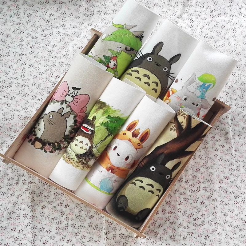 

7pcs diy hand dyed fabric 15*15cm Totoro painting canvas fluid handmade diy patchwork fabric digital printed cloth D30