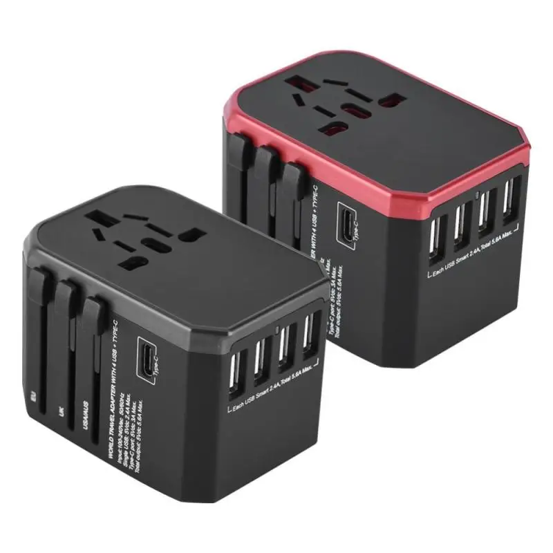 Портативный адаптер штепсельная вилка Универсальный дорожный 4 USB порта Type C