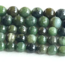 Натуральные канадские зеленые нефритовые граненые круглые бусины 6-18 мм подходят ювелирные изделия DIY ожерелья или браслеты 1" 03680