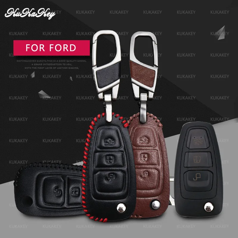 Кожаный чехол для автомобильного ключа Ford Ranger C Max S Focus Galaxy Mondeo Transit Tourneo защитная