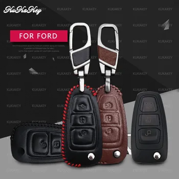 

Leather Car Key Case Cover For Ford Ranger C-Max S-Max Focus Galaxy Mondeo Transit Tourneo Car Protection Shell Accessories