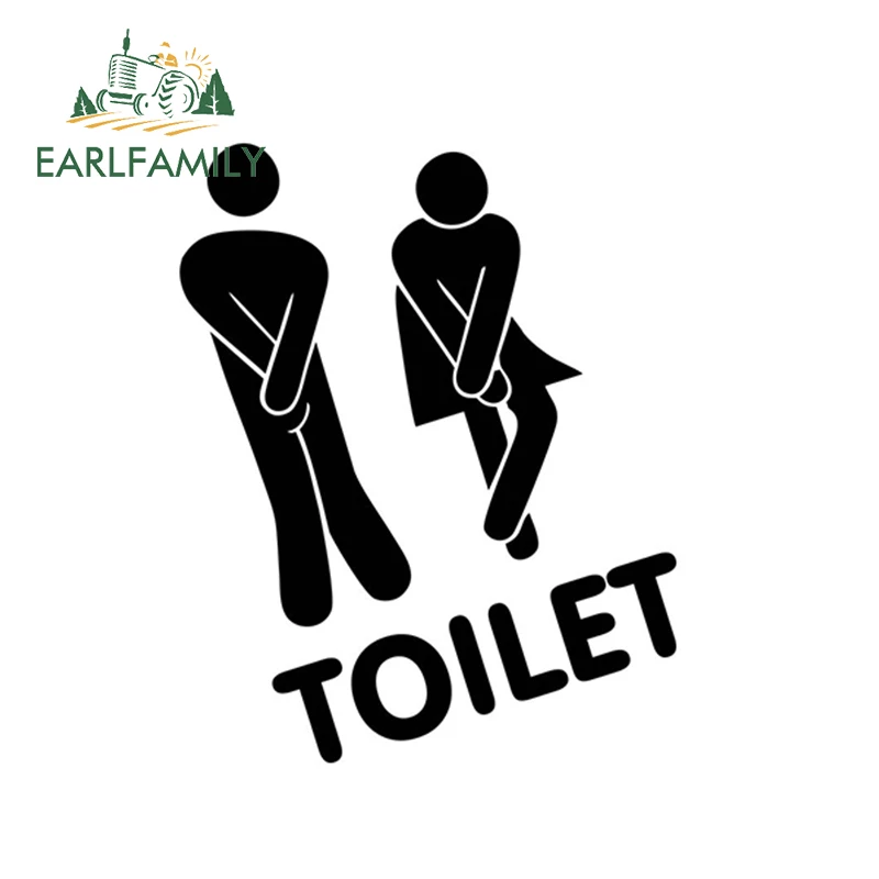 

EARLFAMILY 16cm x 11cm Funny Toilet Sign Sticker Reflective Vinyl Graphics Decals Caravan Motorhome Window Bumper Car Stickers