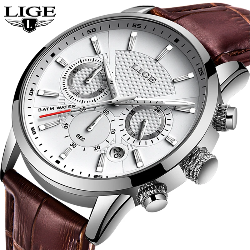 

LIGE New Men Watch Fashion Sport Quartz Clock Mens Watches Brand Luxury Leather Business Waterproof Watch Relogio Masculino 2019