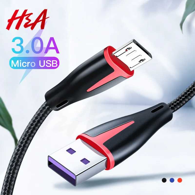 

H&A Micro USB Cable 3A Fast Charging For Samsung S6 S7 Charge Data Cable For Xiaomi Huawei Tablet Andriod Phone Microusb Cables