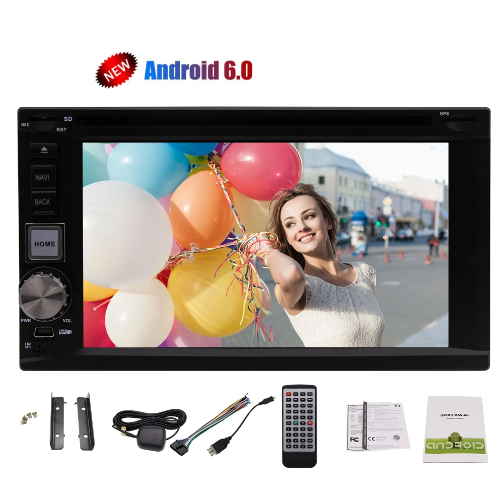 

6.2" Android 6.0 Car GPS Navigation Stereo Muti-Media Radio Auto Stereo Bluetooth DVD Player Quad Core for Universal Double 2din