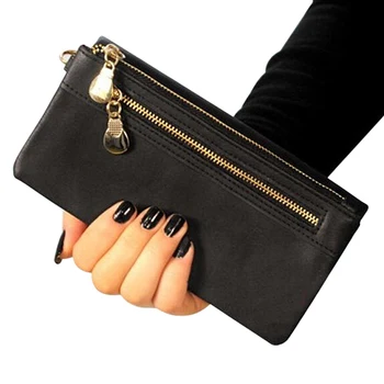 

COSW 2X Women Wallets Hot Fashion Multifunctional PU Leather Clutch Lady Purse Phone bag black