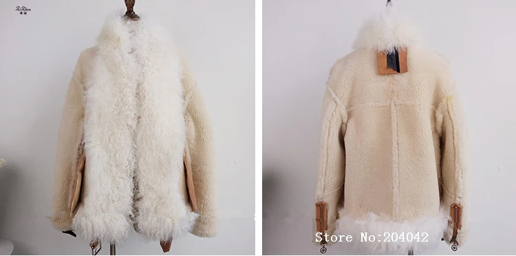 ZiZhen, двухстороннее меховое пальто, женское, овечий мех мериноса, Полный Пелт, зимнее пальто, куртка с отложным воротником, 180816-7