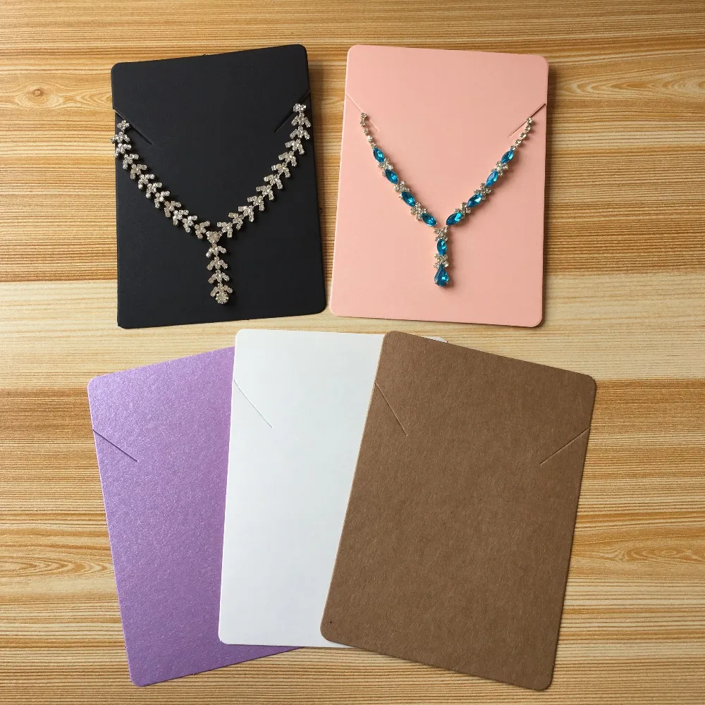 

100pcs 5colors Kraft Paper Necklace Cards Blank Kraft Jewelry Displays Card 12.5*9cm Necklace Pendant Cards