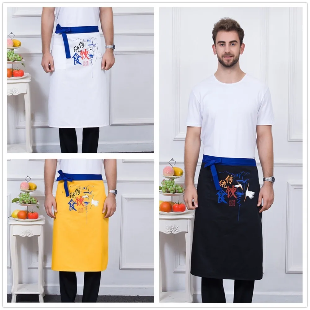 

2019 Kitchen Cooking Aprons Half-length Apron Catering Chef Waiter Work Uniform Apron Hotel Coffee Shop Bakery Cleaning Aprons