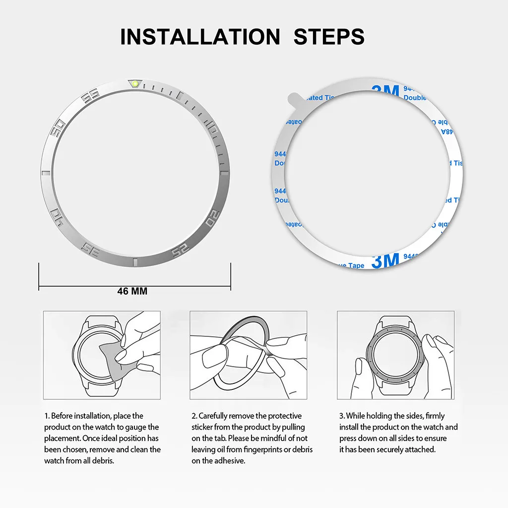 Для samsung Galaxy Watch 46 мм рамка кольцо клейкая крышка часы декоративный ободок против царапин светящийся# P4