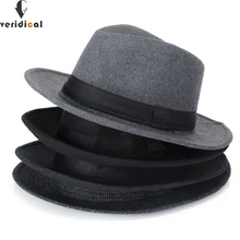 VERIDICAL осень зима Солнцезащитная шляпа женская мужская фетровая шляпа Классическая С Широкими Полями Фетровая флоппи-шляпа Имитация шерсти