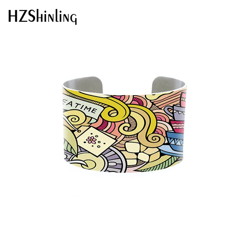 

2018 Trendy Abstract cuff Flowers Bracelet Mandala Art Bangle Silver Ladies Jewelry Bracelets Bangles For Women
