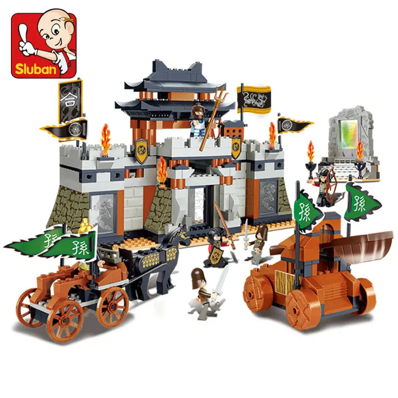 

SLUBAN 445Pcs The Chinese feature Three Kingdoms Large castle scene action figure building Blocks toys for Children brinquedos