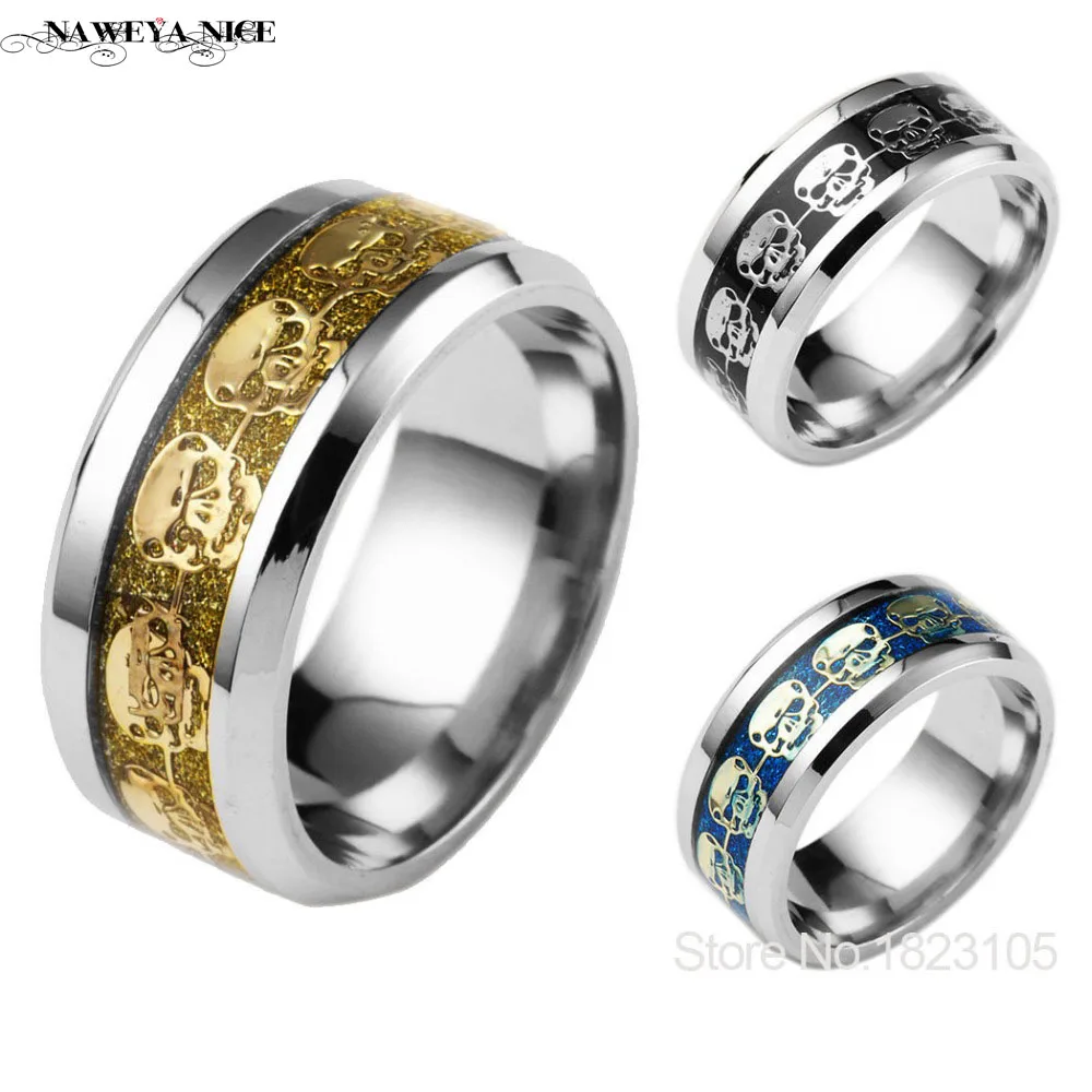 never fade stainless steel skull ring gold filled blue black skeleton pattern man biker rings for men gift fashion mens jewelry - Skull Wedding Rings For Men never fade stainless steel skull ring gold filled blue black skeleton pattern man biker rings for men gift fashion mens jewelry - Skull Wedding Rings For Men