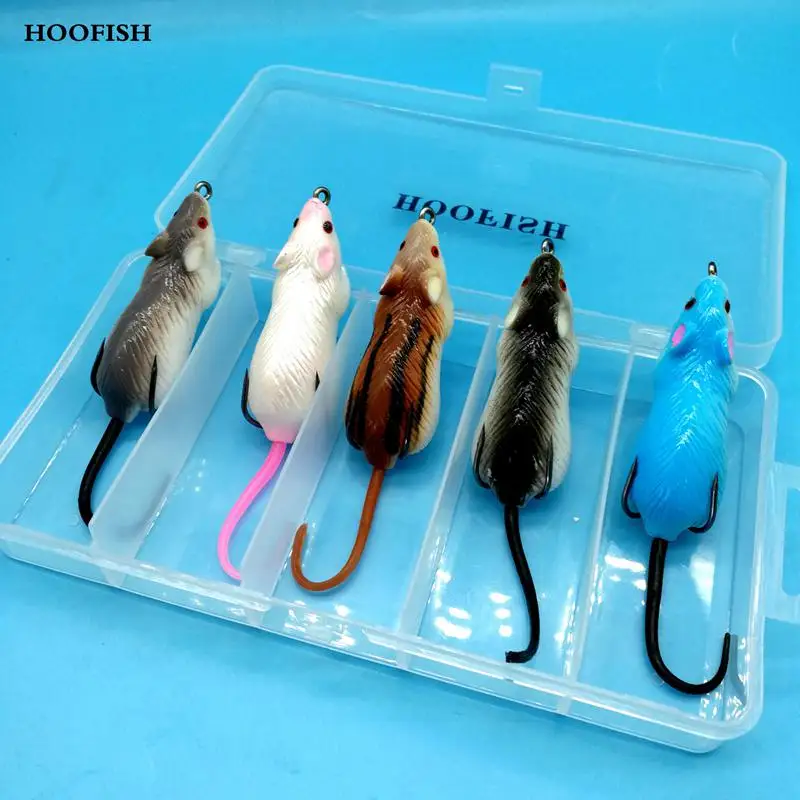 HOOFISH, 5 шт.+ 1 коробка/партия, плавающая приманка для рыбалки в виде мыши, 9,5 г/7,6 г, 5 цветов, верхняя водная приманка, искусственная Мягкая приманка в виде головы змеи мыши