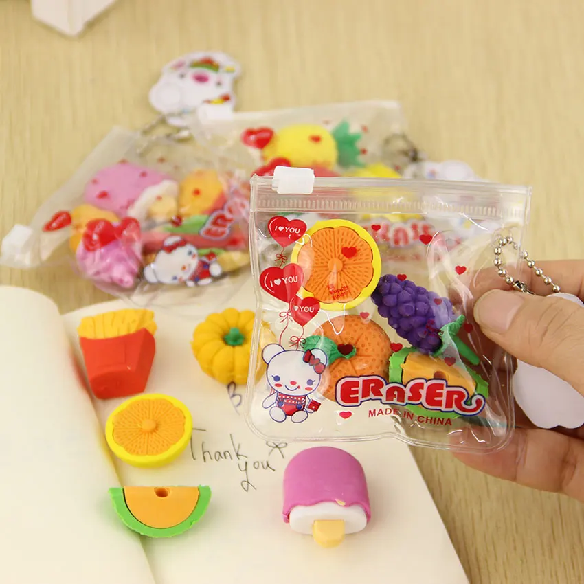 

1 Pack Fruit Cuisine Shape Eraser Cute Novelty Erasers Kid Gift Toy Cute Pupils Supplies Office Stationery Sent at Random