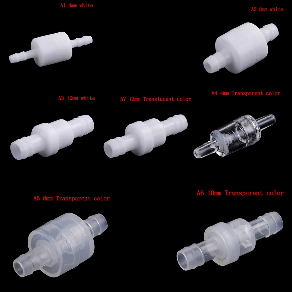 

4 / 6 / 8 / 12mm Plastic One Way Inline Check Valve Gas Air Liquid Water Fluids Valve