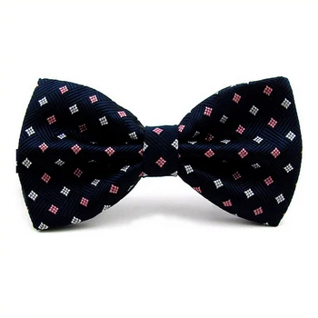 

Navy White Light Pink Square Mens Bow Tie Pre-tied Wedding Blend Ajustable