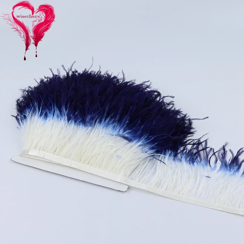 6 white and navy blue ostrich trims 4