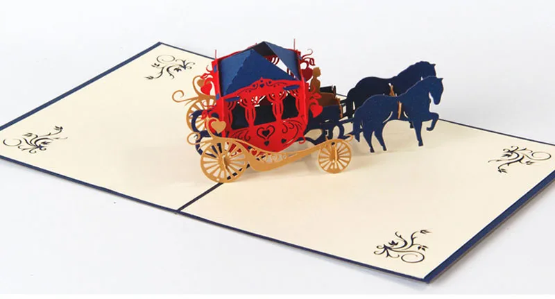 3D лазерная резка ручной работы резьба лошадь карета бумага Пригласительные открытки открытка День Святого Валентина Свадьба юбилей подарок