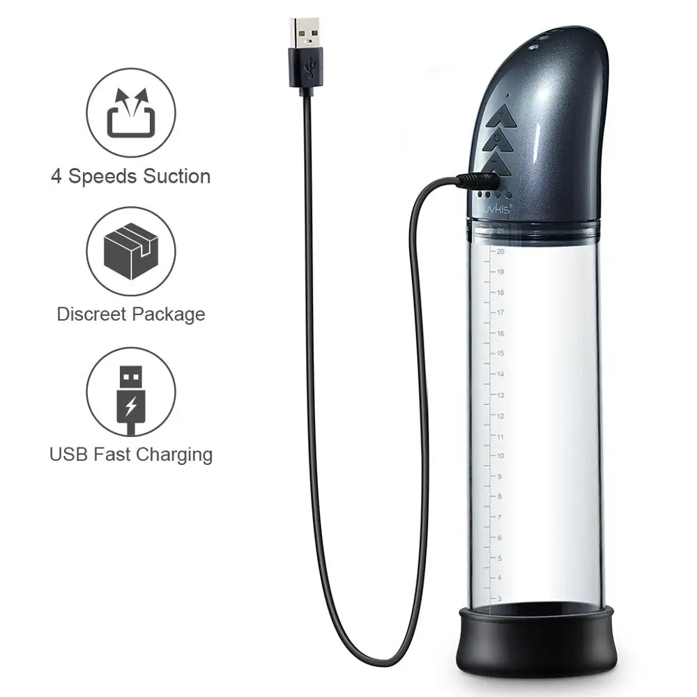 Luvkis X50 Penis Pump Male Electric Recharge 4 Suction Speeds Enlargement Extender Device For Men A