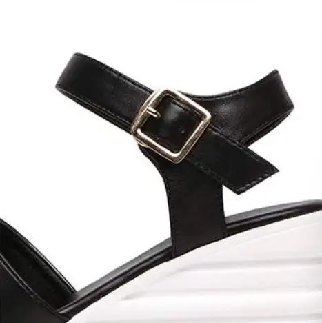 Г., новая летняя обувь женские босоножки кожаные женские босоножки на танкетке на высоком каблуке женские туфли на толстой подошве с открытым носком, W205