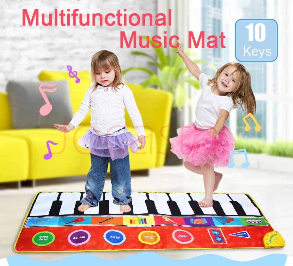 Large Size Baby Musical Carpet Keyboard Play Mat Music Instrument Piano Mat Educational Toys for Children Kids Gifts >