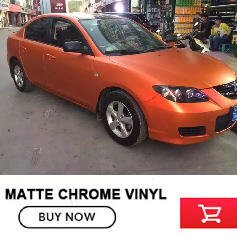 

real picture orange Matte chrome vinyl wrap car vinyl air release make small profits But quick turnove 20m length