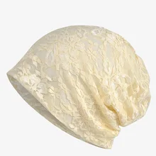 Весна лето женские шапки Skullies тонкие кружевные конский хвост Шапочка-тюрбан шляпа для беременных женщин сплошной цвет жаккард шляпа шейный шарф