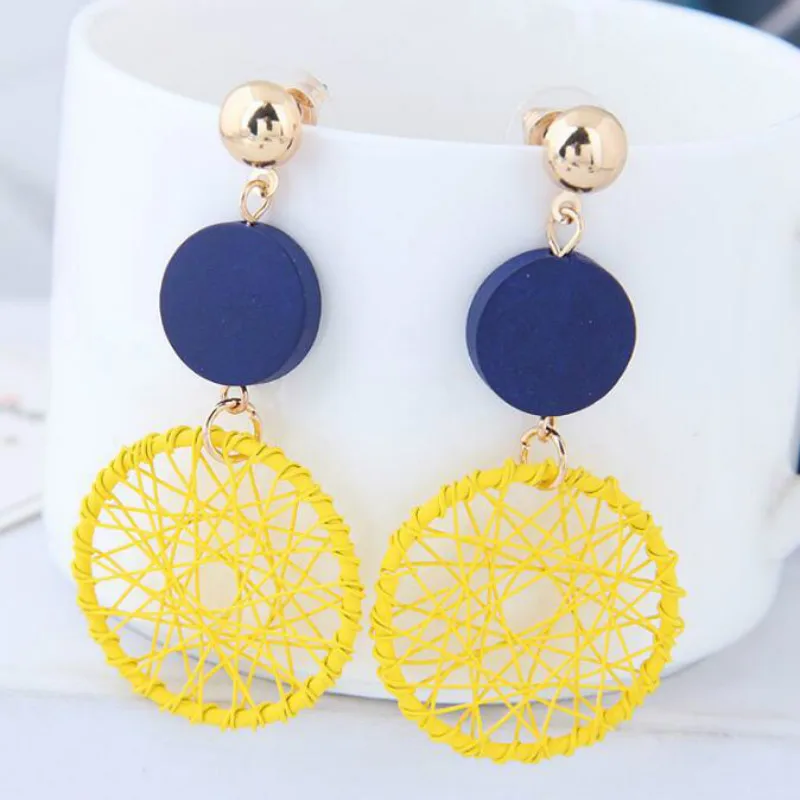 

Luxury Bohemian Round Dangle Earrings Fashion Handmade Charm Statement Big Drop Earrings for Women Jewelry 2019
