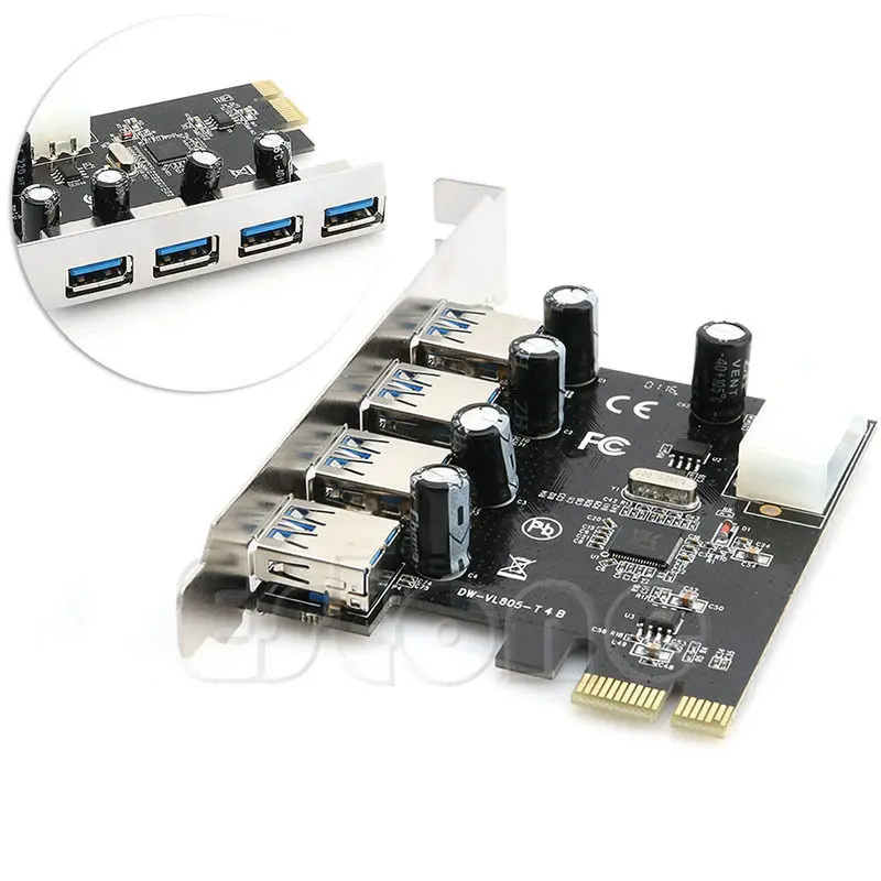 

4 Port PCI-E to USB 3.0 HUB PCI Express Expansion Card Adapter 5 Gbps Speed Drop Shipping