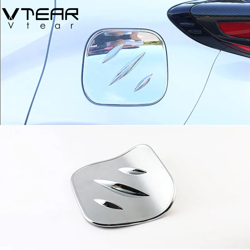 Vtear для Toyota C-HR CHR углеродное волокно автомобильный масляный Топливный Бак Газовая крышка обод хромированный Стайлинг внешние аксессуары，автотовары - Цвет: Серебристый