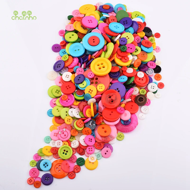 

Chainho,500g/Bag,Mixed Colorful Series,Resin Buttons Of DIY Scrapbooking Patchwork Sewing/Decorative Crafts & Home Decoration,