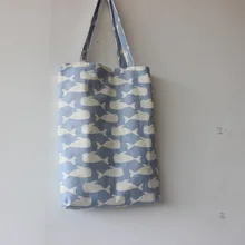 Фирменная Новинка ручной работы из хлопка и льна многоразовая сумка для покупок ручная сумка с принтом китов светло-голубой D02