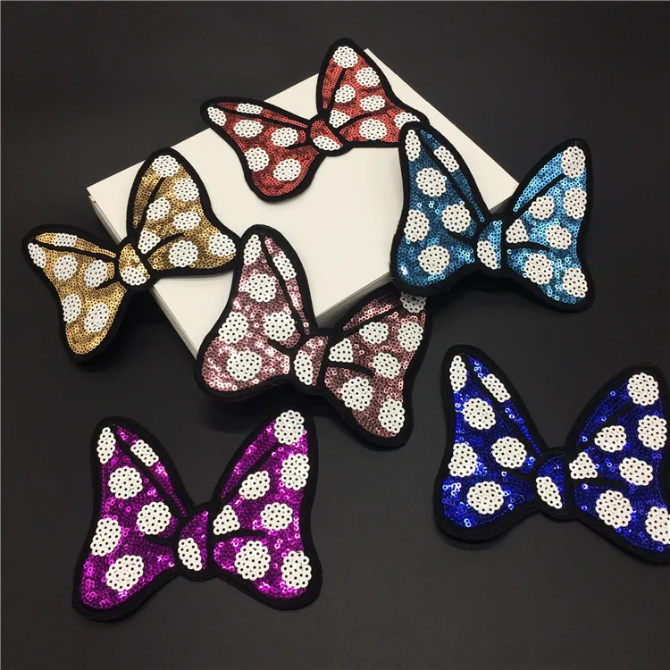 

1PC Bow Embroidery 12*12.5cm Iron On Applique Motif Badge Patch Embroidered Patches For Clothes DIY Accessories Sewing Supplies