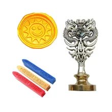 Винтажная сургучная Печать комплект печатей солнце улыбка металлический Дракон ручка свадебные приглашения Подпись специальная печать штамп(Дракон Серебро