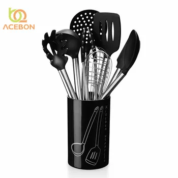 

9pcs set Multifunctional Silicone Non-stick Cooking Tools Kitchen Utensil Kitchenware Supplies Spoon Soup Ladle Spatula Turner